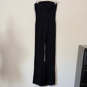 Athletic Black Strapless Bell Bottom Jumpsuit